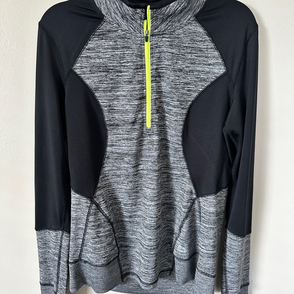 RBX Heathered Gray and Black 1/4 zip long sleeve performance top Size M